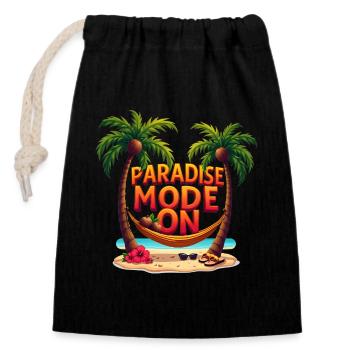 Paradise Mode On - Verschließbarer Geschenkbeutel aus Baumwolle (14x20cm) - Schwarz - Vorne