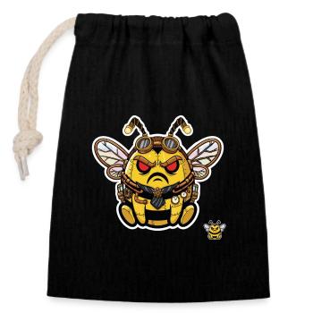 Bionic Edgy Steampunk Cyborg Bee - Closable cotton gift bag (14x20cm) - black - Front