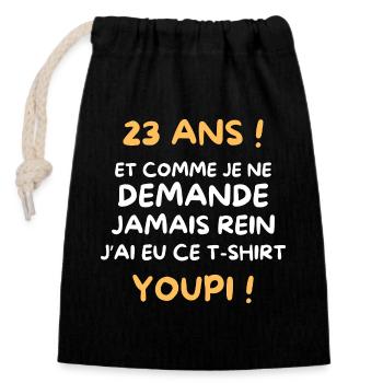 Funny Draw Boy Teen 23 Years Funny Birthday 23 - Closable cotton gift bag (14x20cm) - black - Front