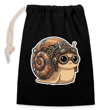 Snail Aviator Steampunk Shell Copper - Closable cotton gift bag (14x20cm) - black - Front