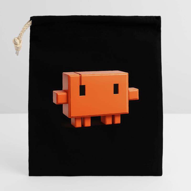 Claude Code Pixel 3D Mascot Cute Dev Sticker Sac cadeau en coton avec cordon (14 x 20 cm)