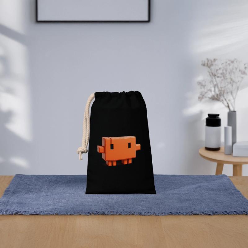 Claude Code Pixel 3D Mascot Cute Dev Sticker Sac cadeau en coton avec cordon (14 x 20 cm)