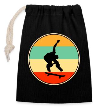 Skateboarder rétro Vintage Sunset Skate - Sac cadeau en coton avec cordon (14 x 20 cm) - noir - Devant