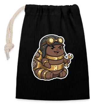 Steampunk Engineer Engineer Brass Crawler - Closable cotton gift bag (14x20cm) - black - Front
