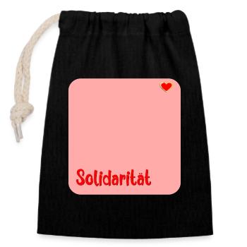 Solidarität Herz - Verschließbarer Geschenkbeutel aus Baumwolle (14x20cm) - Schwarz - Vorne
