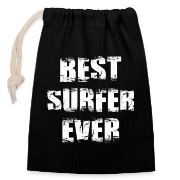 Meilleur Surfeur - Sac cadeau en coton avec cordon (14 x 20 cm) - noir - Devant