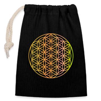 Flower of Life - Closable cotton gift bag (14x20cm) - black - Front