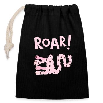 Roar Cute Animal Funny Cartoon Design - Verschließbarer Geschenkbeutel aus Baumwolle (14x20cm) - Schwarz - Vorne