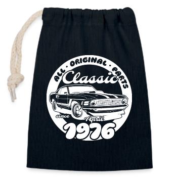 50e anniversaire - Classic Musclecar 04/1976 - Sac cadeau en coton avec cordon (14 x 20 cm) - bleu marine - Devant