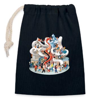 Colorful multi-stick slide full of people - Closable cotton gift bag (14x20cm) - navy - Front