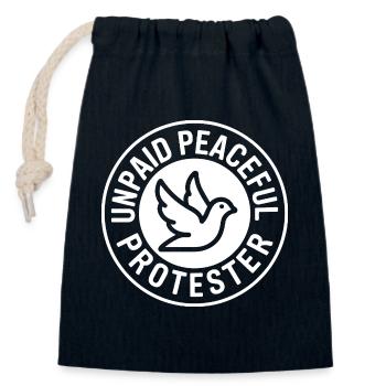 Militant pacifique non rémunéré déclarant Manifestation - Sac cadeau en coton avec cordon (14 x 20 cm) - bleu marine - Devant