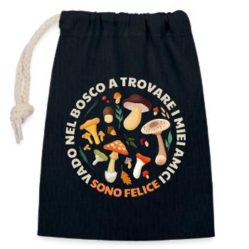 Mushrooms of the Circle Forest - Closable cotton gift bag (14x20cm) - navy - Front