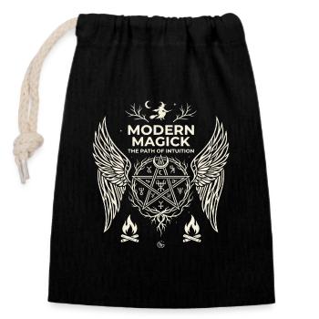 Voie de l’intuition de la magie moderne - Sac cadeau en coton avec cordon (14 x 20 cm) - noir - Devant
