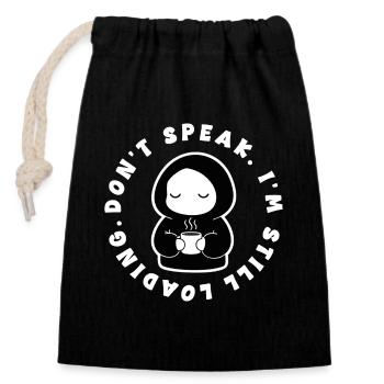 Cafe I'm Still Loading Manga - Sac cadeau en coton avec cordon (14 x 20 cm) - noir - Devant