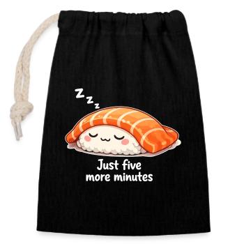Sushi Kawaii endormi : encore cinq minutes - Sac cadeau en coton avec cordon (14 x 20 cm) - noir - Devant