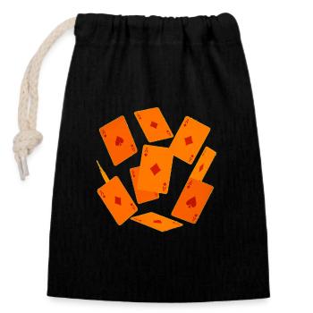 Cartes à jouer As Orange - Sac cadeau en coton avec cordon (14 x 20 cm) - noir - Devant