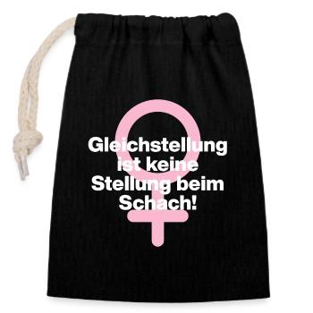 GLEICHSTELLUNG KEIN SCHACHZUG! ♀ GIRLPOWER GIRLS - Verschließbarer Geschenkbeutel aus Baumwolle (14x20cm) - Schwarz - Vorne