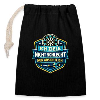 Ich ziele nicht schlecht – Absichtlich - Verschließbarer Geschenkbeutel aus Baumwolle (14x20cm) - Schwarz - Vorne