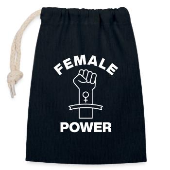 FEMALE POWER – GIRL POWER FAUST! ♀ GIRLS SISTERS - Verschließbarer Geschenkbeutel aus Baumwolle (14x20cm) - Navy - Vorne