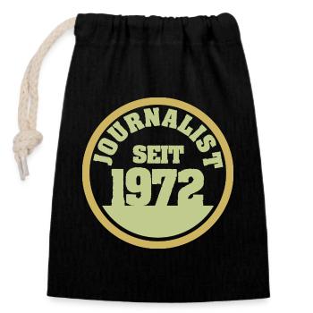 1972 - Sac cadeau en coton avec cordon (14 x 20 cm) - noir - Devant