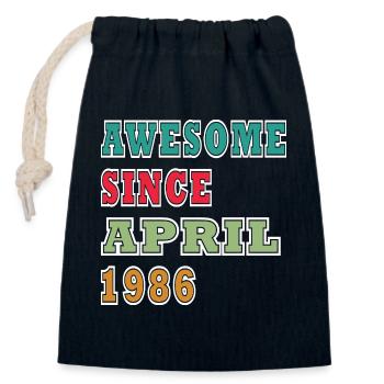 Colourful anniversary since April 1986 - Closable cotton gift bag (14x20cm) - navy - Front