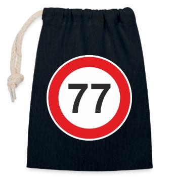 77. Seventy-Seven Years Gift Surprise - Closable cotton gift bag (14x20cm) - navy - Front