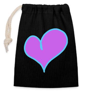 Cœur Valentin Chère petite amie - Sac cadeau en coton avec cordon (14 x 20 cm) - noir - Devant