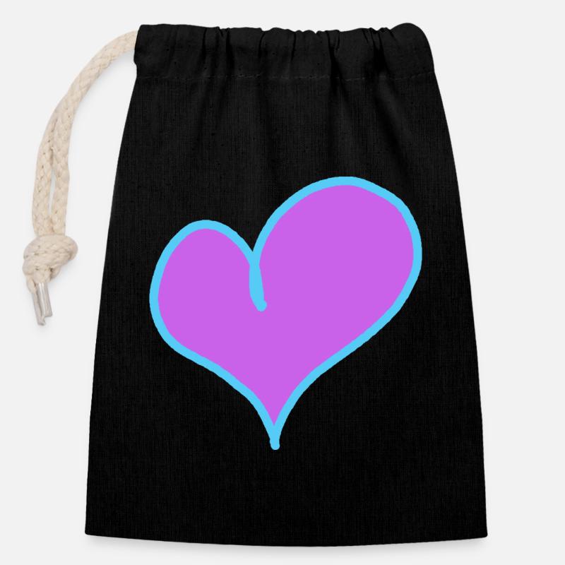 Cœur Valentin Chère petite amie - Sac cadeau en coton avec cordon (14 x 20 cm) - noir