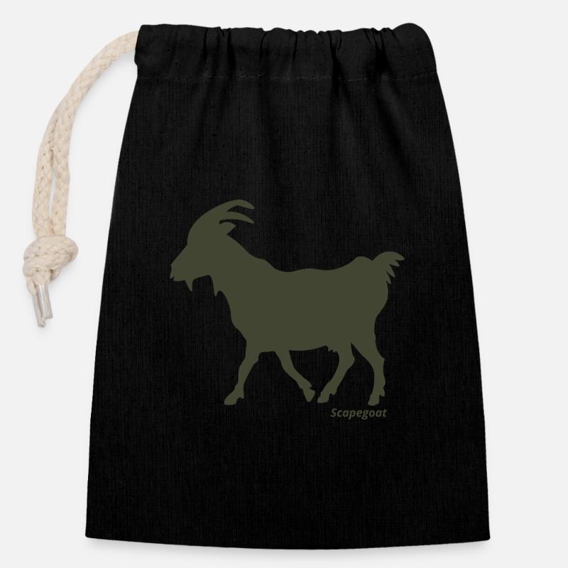 Scapegoat goat olive - Closable cotton gift bag (14x20cm) - black