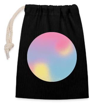 Aura Check Pastel Gradient Sphere - Closable cotton gift bag (14x20cm) - black - Front