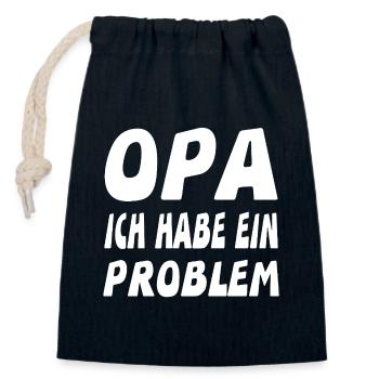 Opa - Verschließbarer Geschenkbeutel aus Baumwolle (14x20cm) - Navy - Vorne