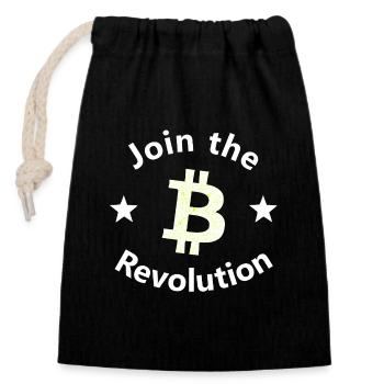Bitcoin Revolte Kreis - Verschließbarer Geschenkbeutel aus Baumwolle (14x20cm) - Schwarz - Vorne
