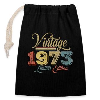Vintage 1973 - Closable cotton gift bag (14x20cm) - black - Front