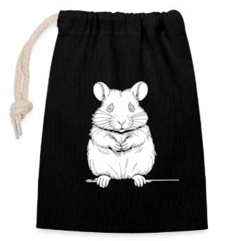 Hamster mignon - Sac cadeau en coton avec cordon (14 x 20 cm) - noir - Devant