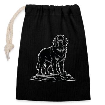 Newfoundland Dog Portrait Black Lifeguard - Closable cotton gift bag (14x20cm) - black - Front