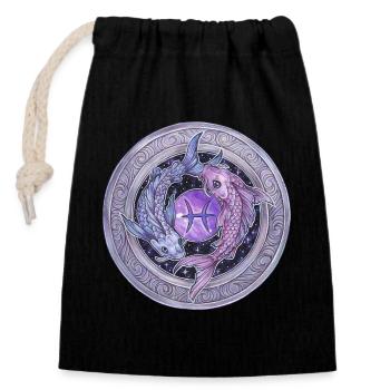 Zodiac Sign Sternzeichen Fische Pisces Geschenk - Verschließbarer Geschenkbeutel aus Baumwolle (14x20cm) - Schwarz - Vorne
