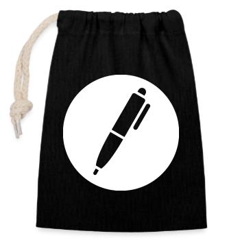 Pen, ballpoint pen - Closable cotton gift bag (14x20cm) - black - Front