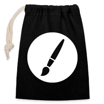 Pinceau, peinture, symbole artistique - Sac cadeau en coton avec cordon (14 x 20 cm) - noir - Devant