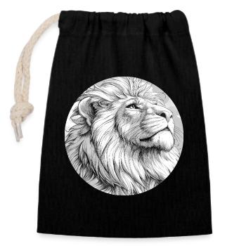 Lion Drawing - Closable cotton gift bag (14x20cm) - black - Front