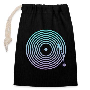 DJ Vinyl Music - Closable cotton gift bag (14x20cm) - black - Front