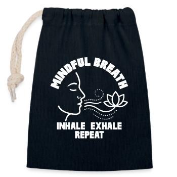 Mindful Breath Mindfulness Calm - Closable cotton gift bag (14x20cm) - navy - Front