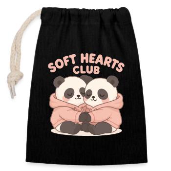 Mignons pandas en sweat à capuche – Art du club Soft Hearts - Sac cadeau en coton avec cordon (14 x 20 cm) - noir - Devant