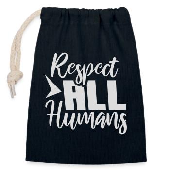 Respect All Humans Statement Menschlichkeit Spruch - Verschließbarer Geschenkbeutel aus Baumwolle (14x20cm) - Navy - Vorne