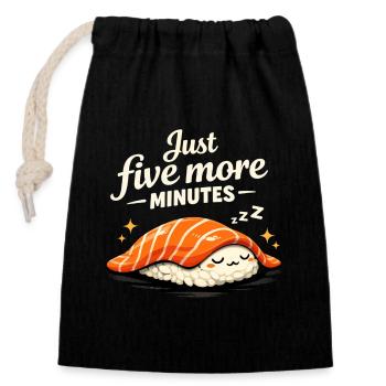 Sleeping Sushi – Encore 5 minutes de design rétro - Sac cadeau en coton avec cordon (14 x 20 cm) - noir - Devant