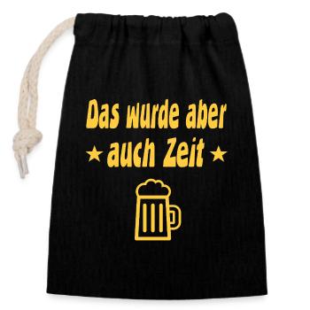 Bier - Verschließbarer Geschenkbeutel aus Baumwolle (14x20cm) - Schwarz - Vorne