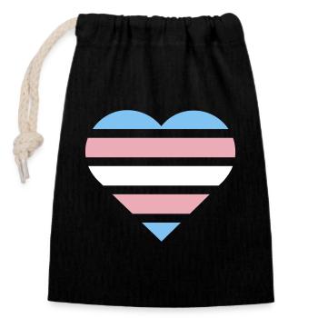 Pride Flag Heart · Transgender - Verschließbarer Geschenkbeutel aus Baumwolle (14x20cm) - Schwarz - Vorne