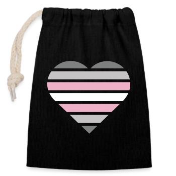 Drapeau de la fierté Cœur · Demigirl - Sac cadeau en coton avec cordon (14 x 20 cm) - noir - Devant