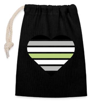 Drapeau de la fierté Cœur · Agenre - Sac cadeau en coton avec cordon (14 x 20 cm) - noir - Devant