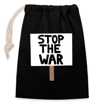 Stopp das Kriegsprotest-Schild - Verschließbarer Geschenkbeutel aus Baumwolle (14x20cm) - Schwarz - Vorne