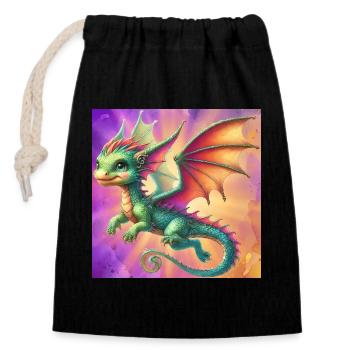 dragon - Closable cotton gift bag (14x20cm) - black - Front